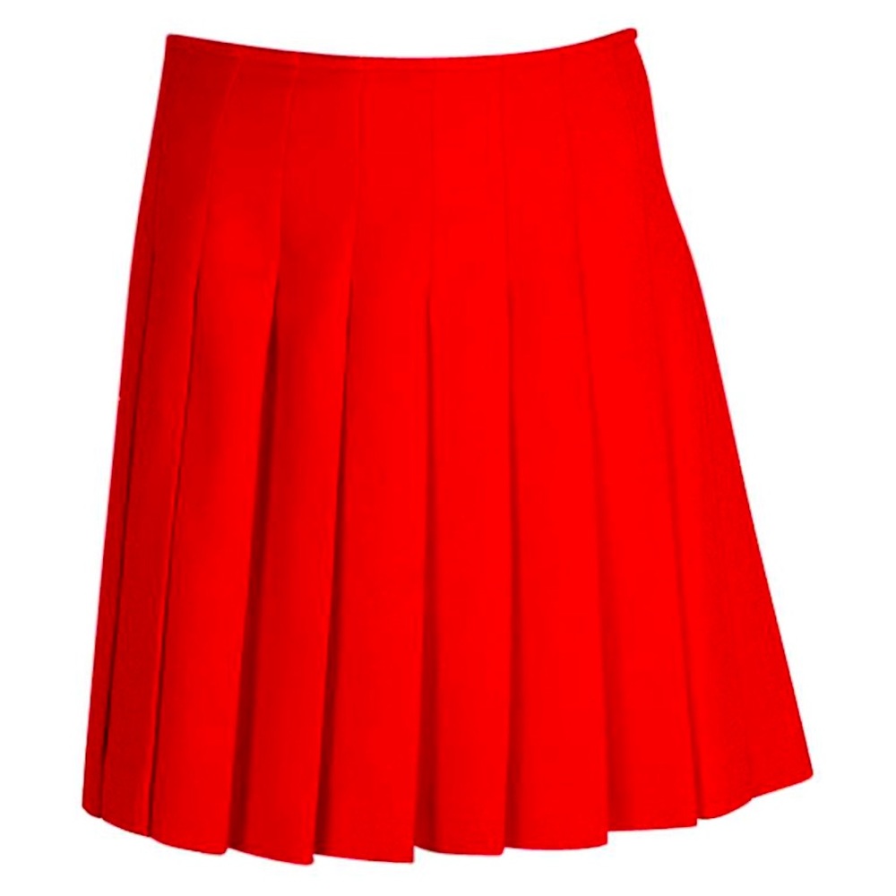 Prada Red Wool Blend Pleated Skirt